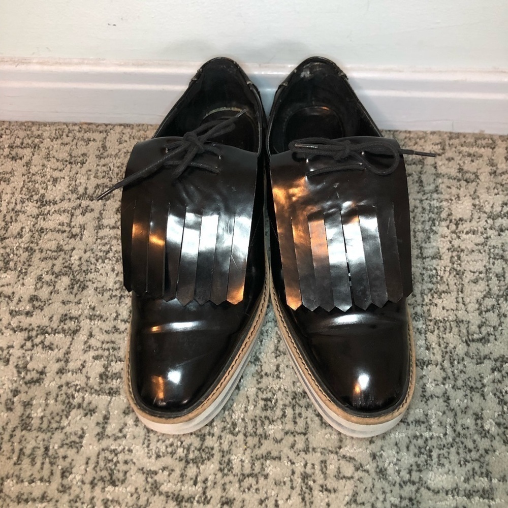 Zara Black Kiltie Platform Oxford Derby Dress Shoes Size 7